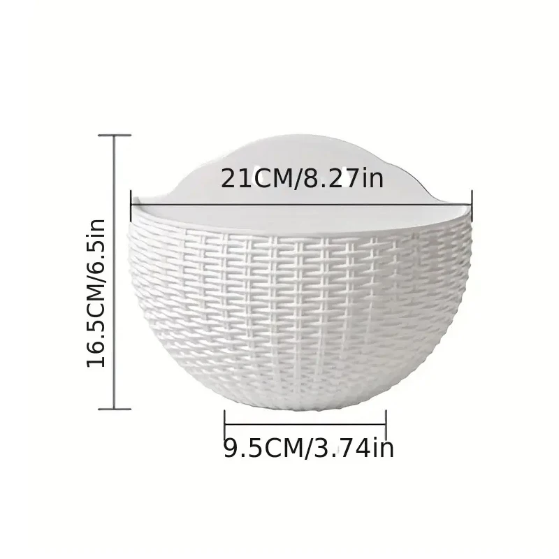 Wall-mounted Plastic Imitation Rattan Wall Hanging Basket Flower Pot 1PC For Outdoor Garden Balcony
