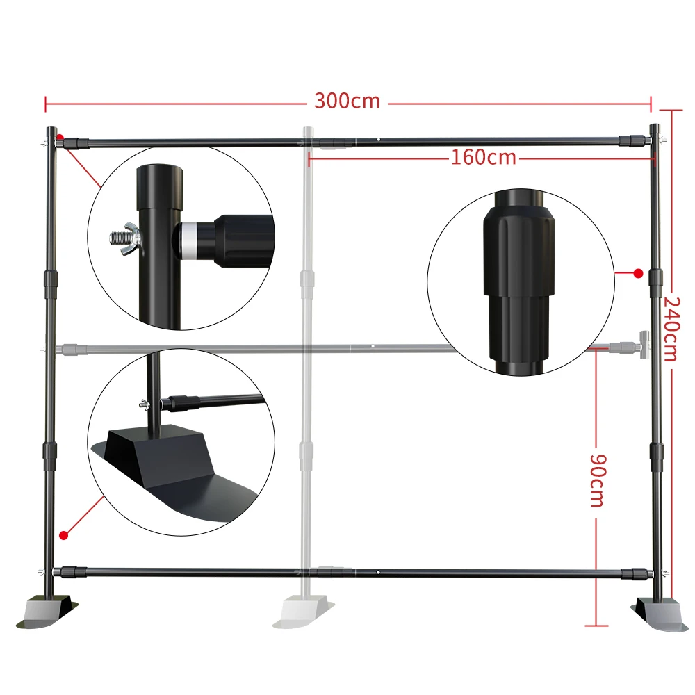 2.4x3M Backdrop Background Stand Frame Support System Muslin Green Screen With OXford Bag For Photography Photo Studio Video — view 4