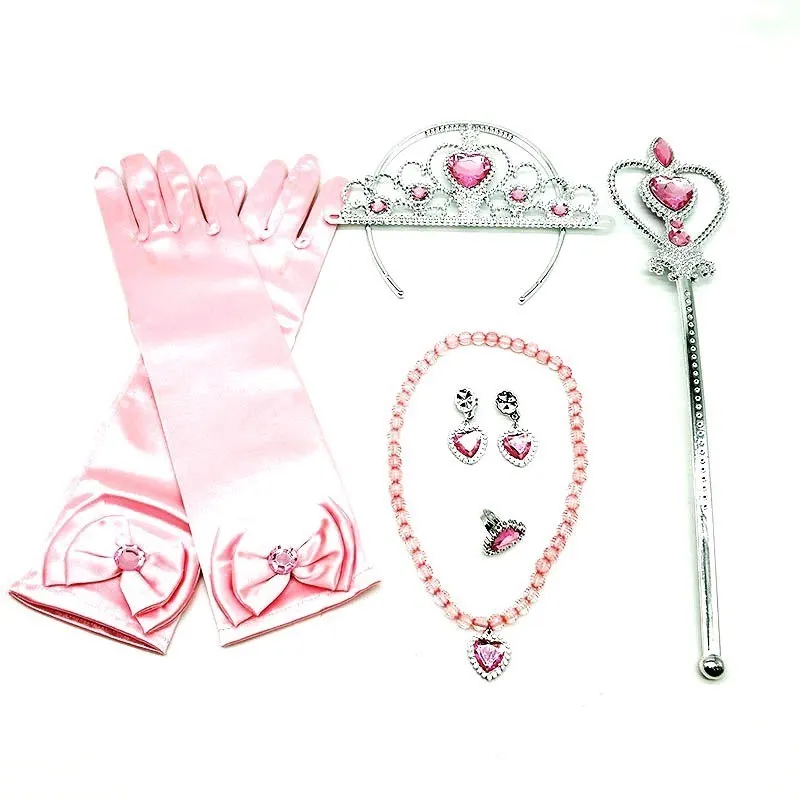 Girl Elsa Anna Accessory Set Kids Princess Costume Party Supply Aurora Belle Sofia Snow Flake Magic Wand Crown Gloves Wig Braid princess accessories set