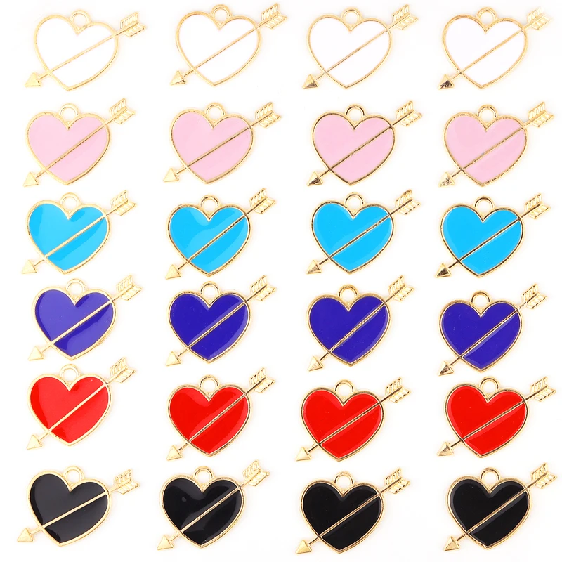 

15pcs Cupid's Love Arrow Enamel Alloy Pendant Charm for Women's Necklace Key Chain DIY Jewelry Making Supplies Amulet Wholesale