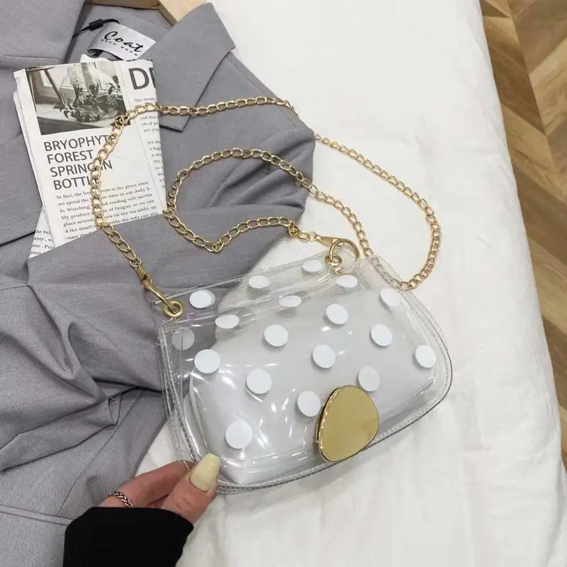 

Dot Jelly Saddle Shoulder Bags For Women Solid Color Removable Pocket 2021 Summer New Designer Korean All-Match Cross-Body Bags