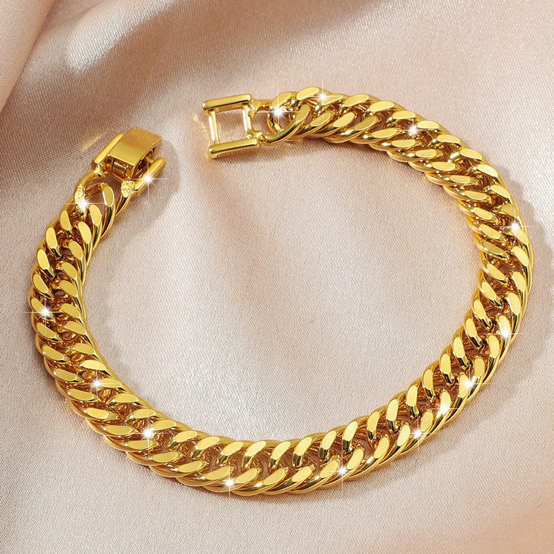 

Fashion Luxury brass gold plated men's bracelet 10mm buck classic men's jewelry gift