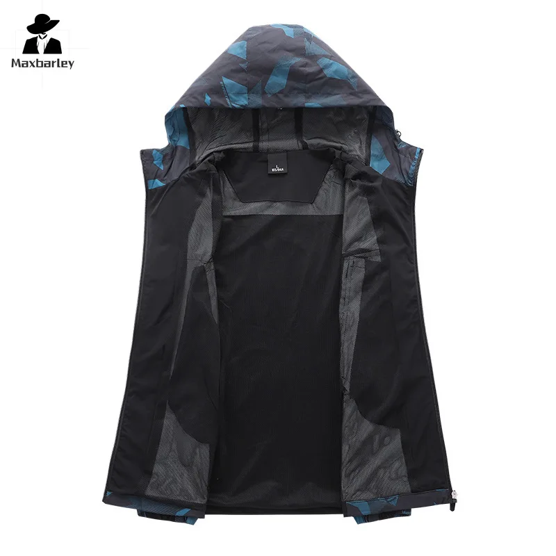 Spring Hooded Windbreaker Men's Mountaineering Camping Thin Quick-drying Coat Tactical Camouflage working clothes Sports Jacket