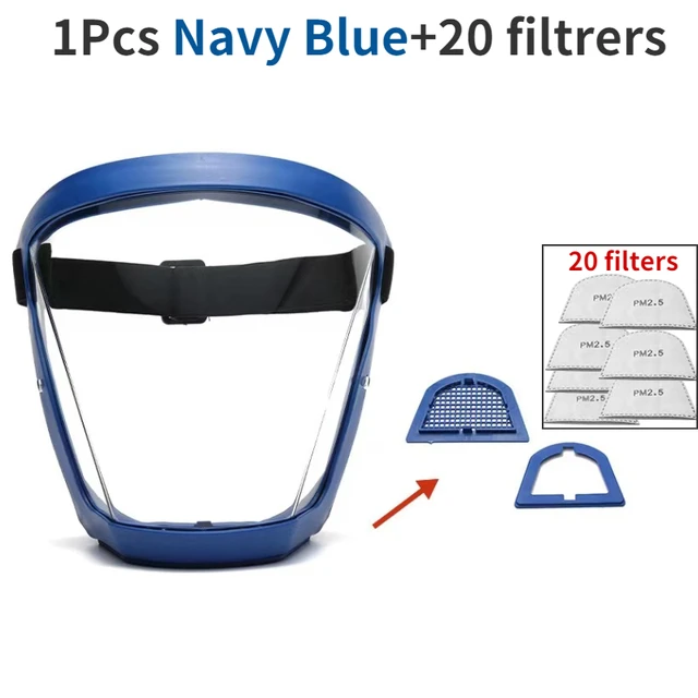 Security protection Transparent full face shield safety glasses Protective Cover WindProof Anti-fog Eye Protection Face Mask 1 mask 20Filters