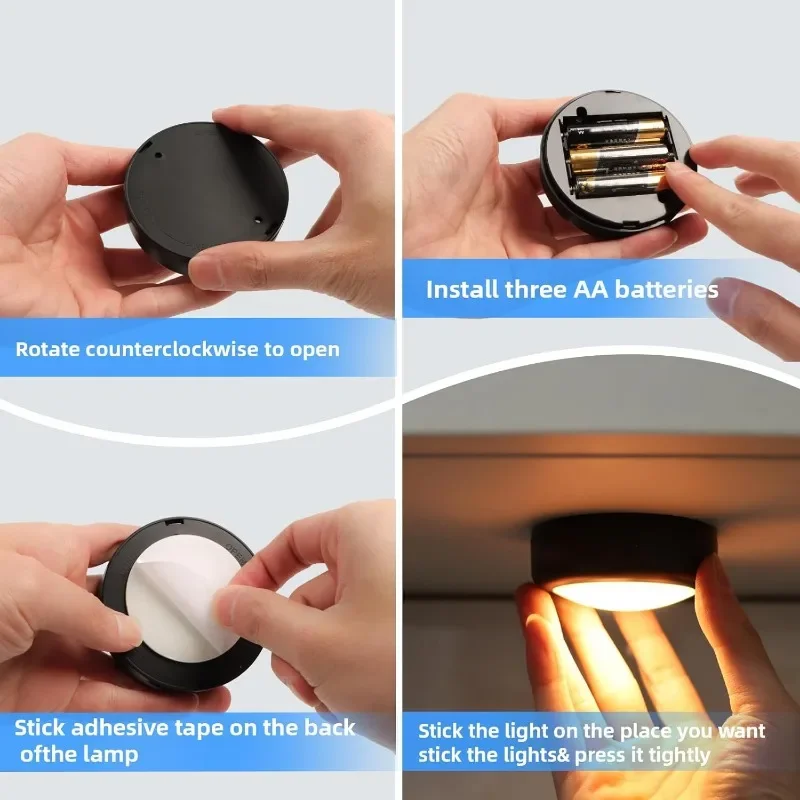 1-6 pezzi RGBW LED Puck luci notturne telecomando dimmerabile sotto l'armadio luce a batteria lampada a spinta wireless armadio da cucina  39