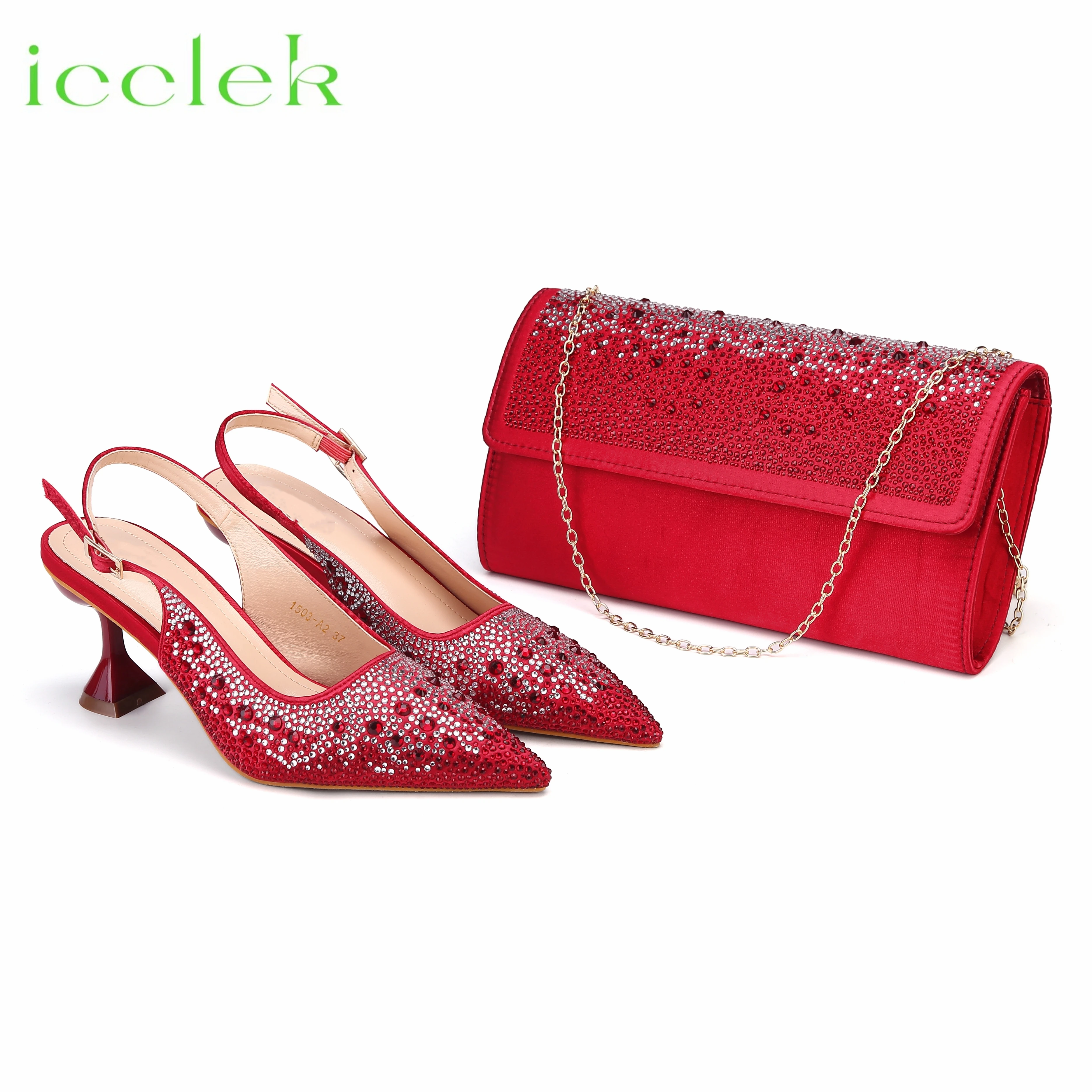 Studded Pointed-Toe High Heel Shoes & Matching Bag Set Stylish and Comfortable Footwear for Women