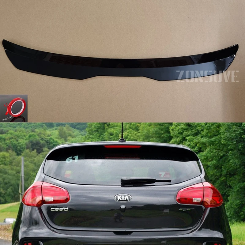 

Спойлер на крышу для Kia Ceed 2012-2014 гг., комплект аксессуаров для корпуса заднего крыла, из АБС-пластика, для внедорожника, хэтчбека, универсальный глянцевый черный
