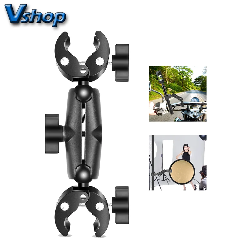 For Action Camera PULUZ Motorcycle Dualheads Crab Clamp Action Camera Handlebar Fixed Mount For Action Camera