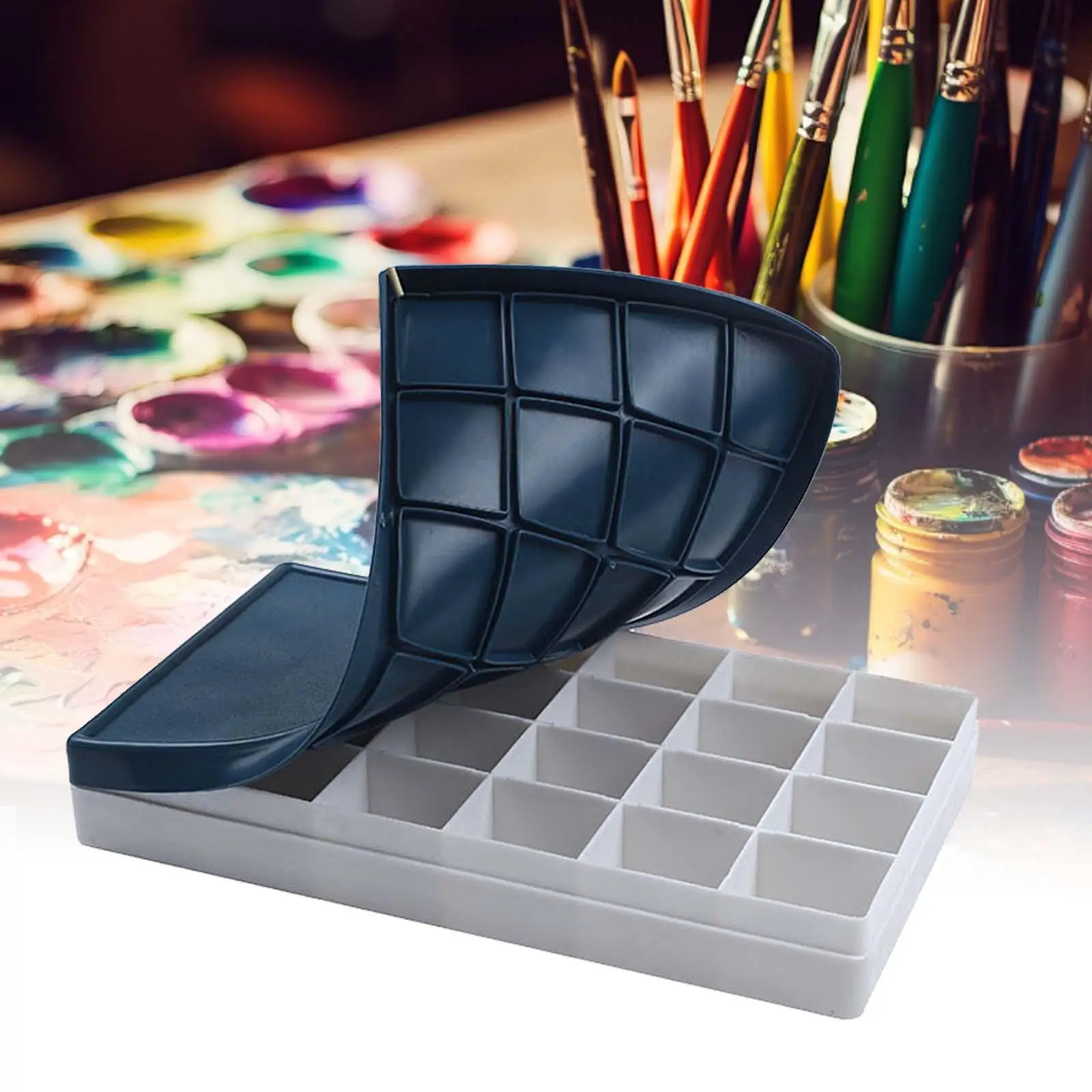 Watercolor Palette Painting Pallet 24 Wells Painting Palette with Lid Foldable Watercolor Paint Box for Oil Paint watercolor palette