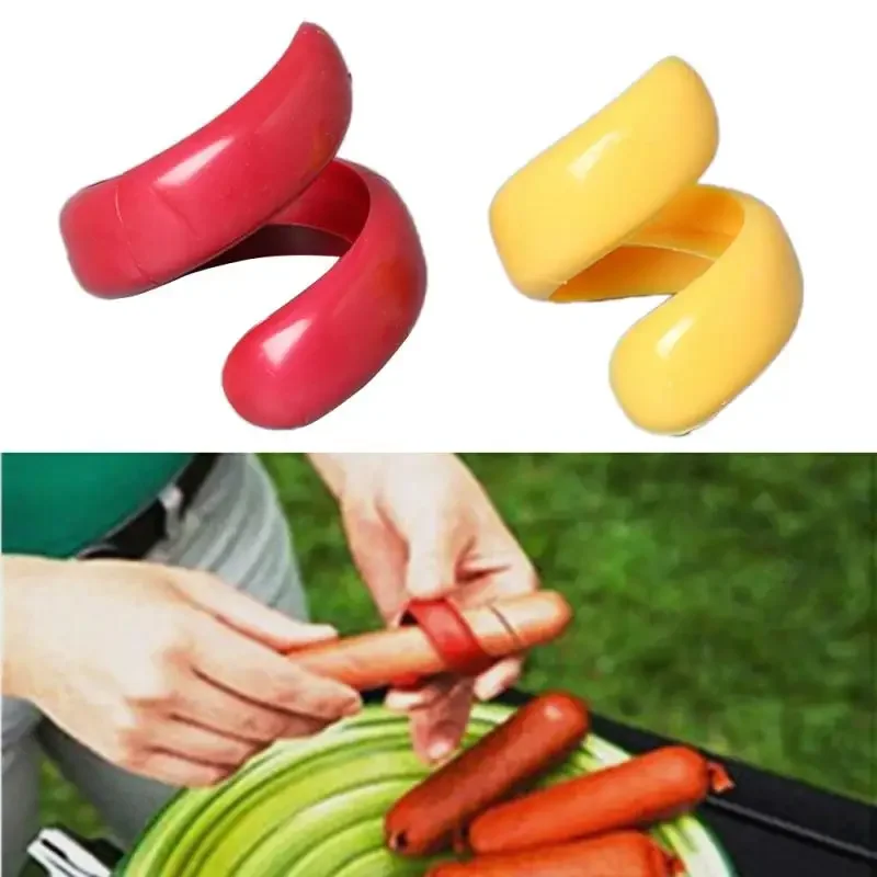 2 PCs Manual Fancy Sausage Cutter Spiral Barbecue Hot Dogs Cutter Slicer Kitchen Cutting Auxiliary Gadget Fruit Vegetable Tools