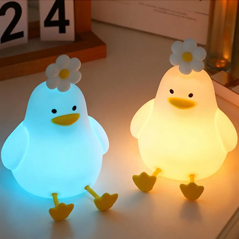 Cute Duck Led Night Light Squishy Silicone Lamp Bedroom Bedside Table Rechargeable Touch Lamp Bedroom Decor Novelty Gifts