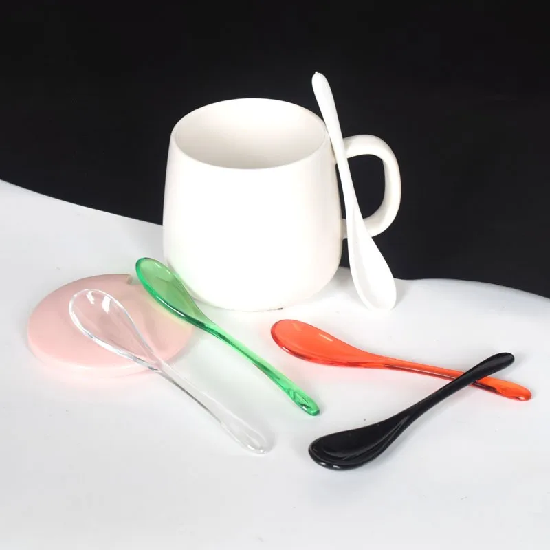 Mini Acrylic Spoons for Children Tableware for Condiment Sugar Spice Ice Cream Spoon Transparent Dessert Spoons 10 PCs/Set plastic disposable spoon