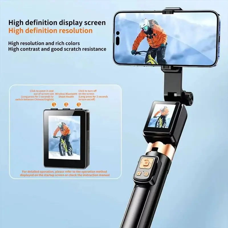 Telescopic Portable Tripod Lightweight Design Adjustable Height Selfie Stick Stable Base 360° Rotation Remote Control Stand_voghion.com