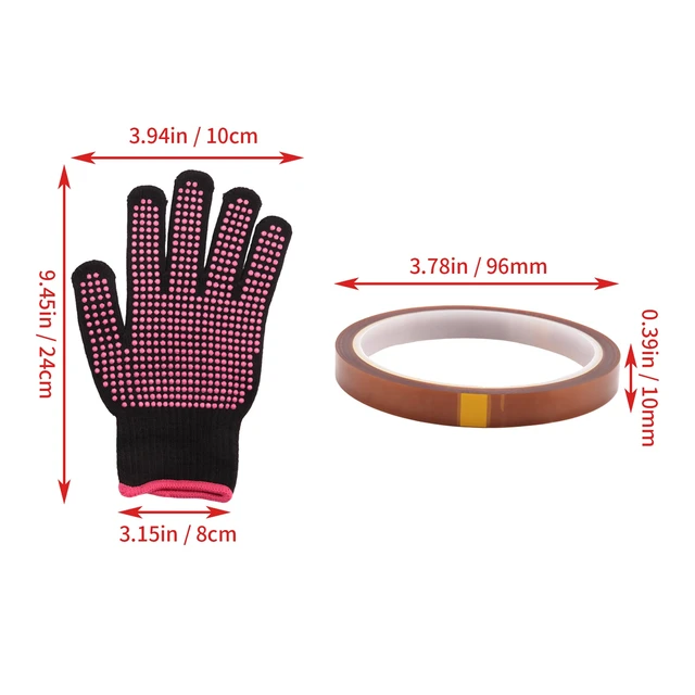 Heat Resistant Gloves and 3 Rolls 10mm X33M 108Ft Heat Press Tape