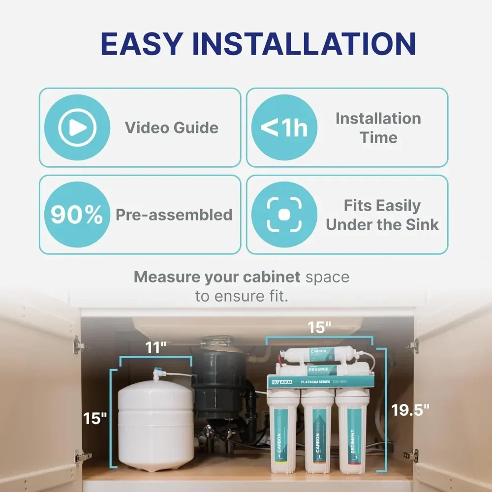 NEW-7-Stage (12 Step Filtration) UV & Alkaline Under Sink Reverse Osmosis Water Filter System - 100 GPD RO Filtration & Reminera