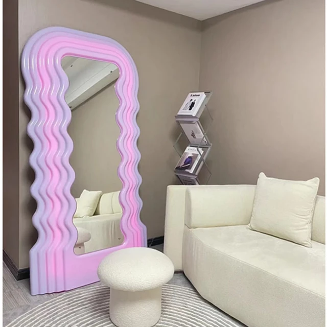 Big Diy Mirror Wall Stickers Large Nordic Standing Full Length Mirror  Kawaii Pink Home Decor Espejo Decoration Living Room