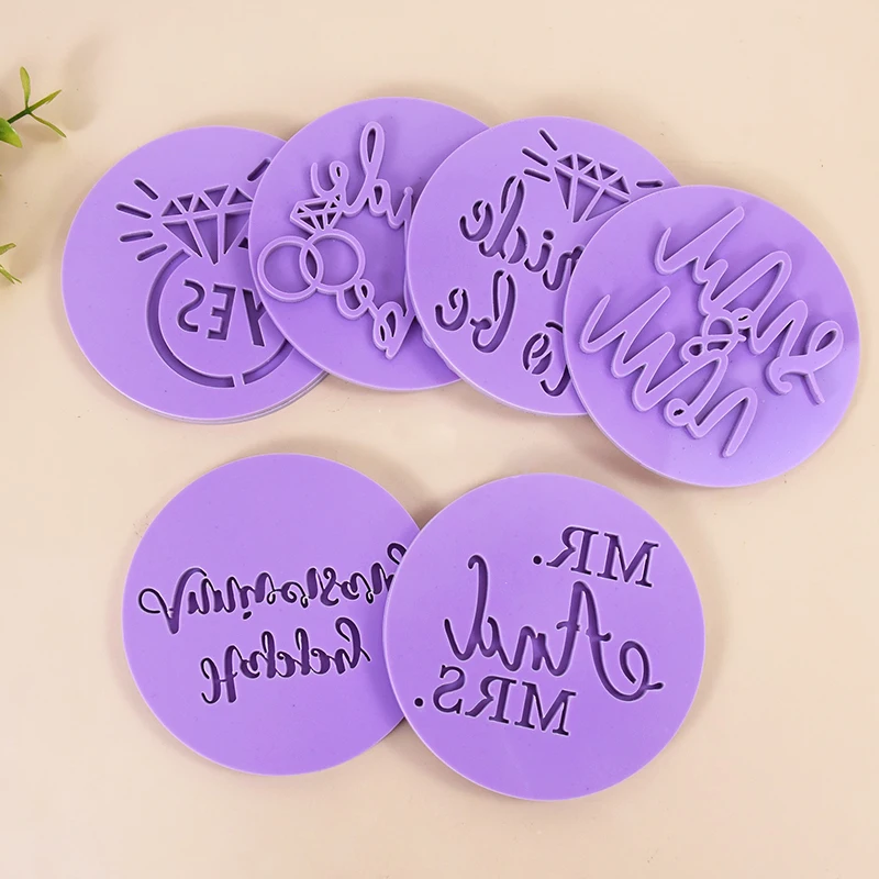 Description Picture 6 of itemBride To Be Wedding Cookie Embossed Stamp Mr Mrs Love Biscuit Mould Valentines Day Party Supplies Bridal Shower DIY Baking Tools