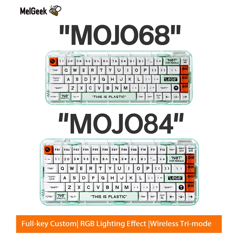 Melgeek Mojo84 Mojo68 기계식 키보드, 사용자 정의 무선 블루투스, 트라이 모드, RGB 백라이트 핫스왑 개스킷, PC 게이머 사무실