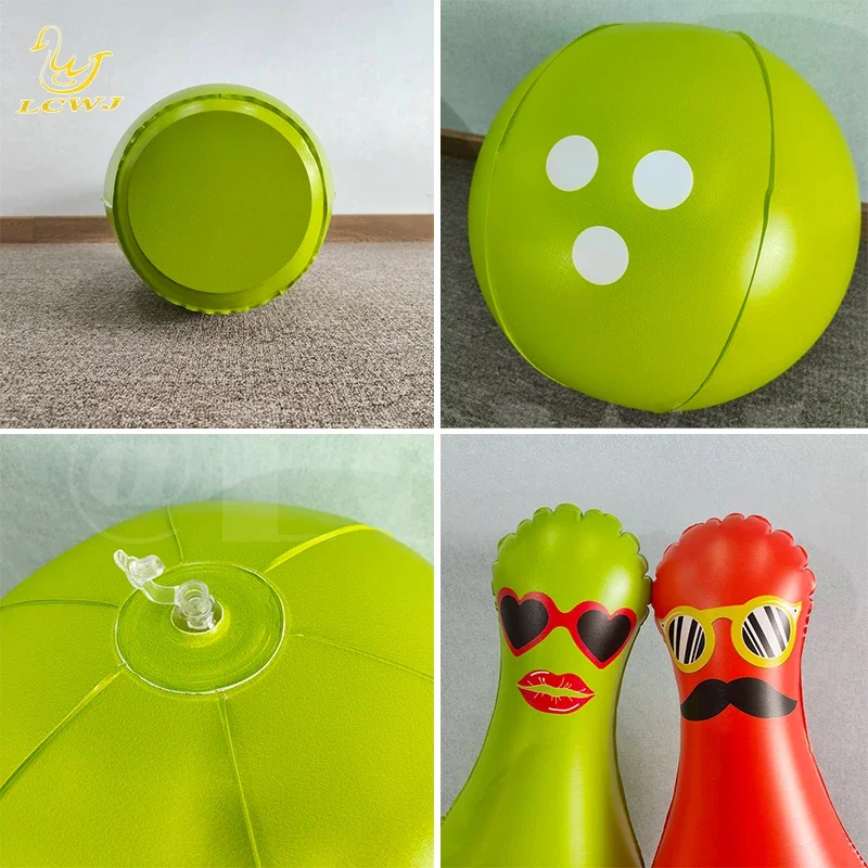 LC Colorful Fun Big Yard Outdoor Games Jumbo Bowling Ball and Pins Inflatable Kids Bowling Set