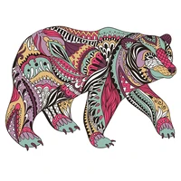 Wooden Animal Puzzles Jigsaw For Adults Kids Unique Bear patter Puzzle Holiday Gift Interactive Games Toy Wood Jigsaw 2