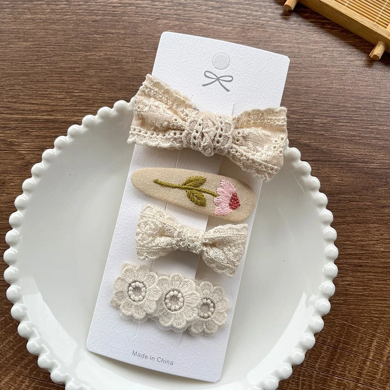 4 Stück/Set Niedliche Mädchen Spitzenblumen Haarspangen Set Kinder Haarklammern Barrettes Accessoires Damen Haarspangen Set Kopfschmuck – Detail 11