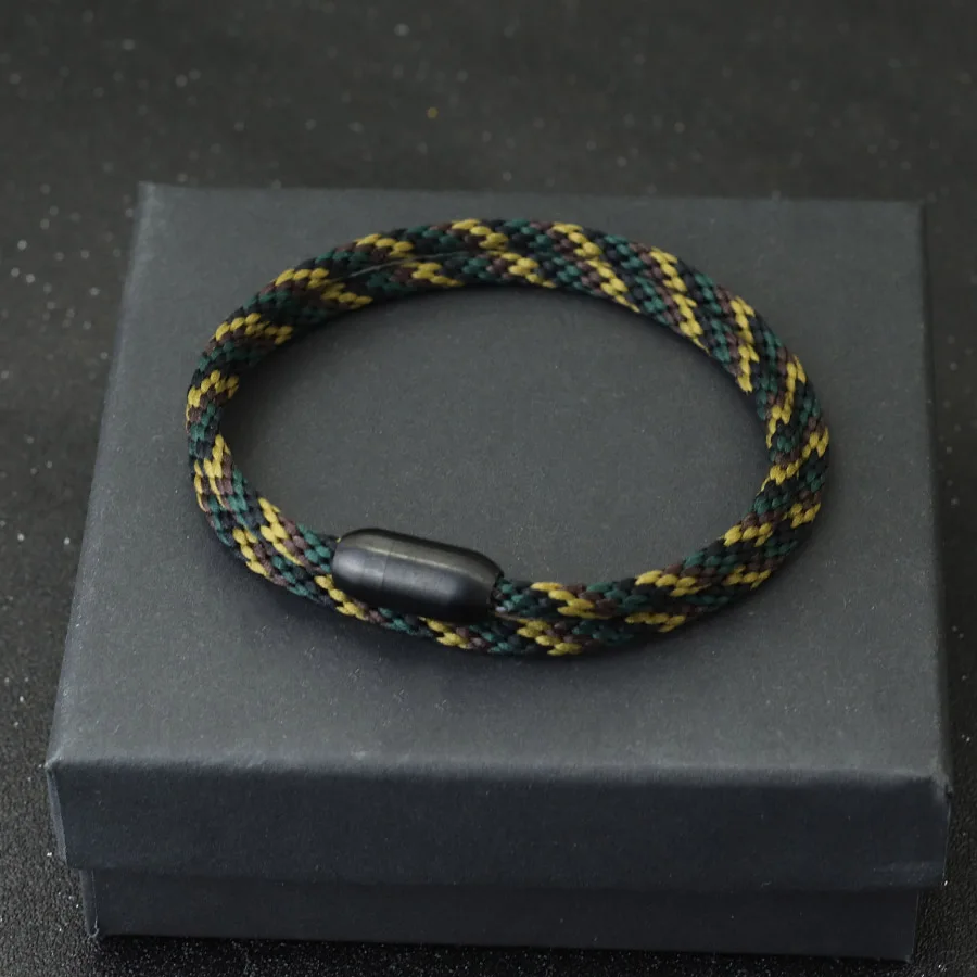 Stainless Steel Magnet Buckle Macrame Bracelet for Men
