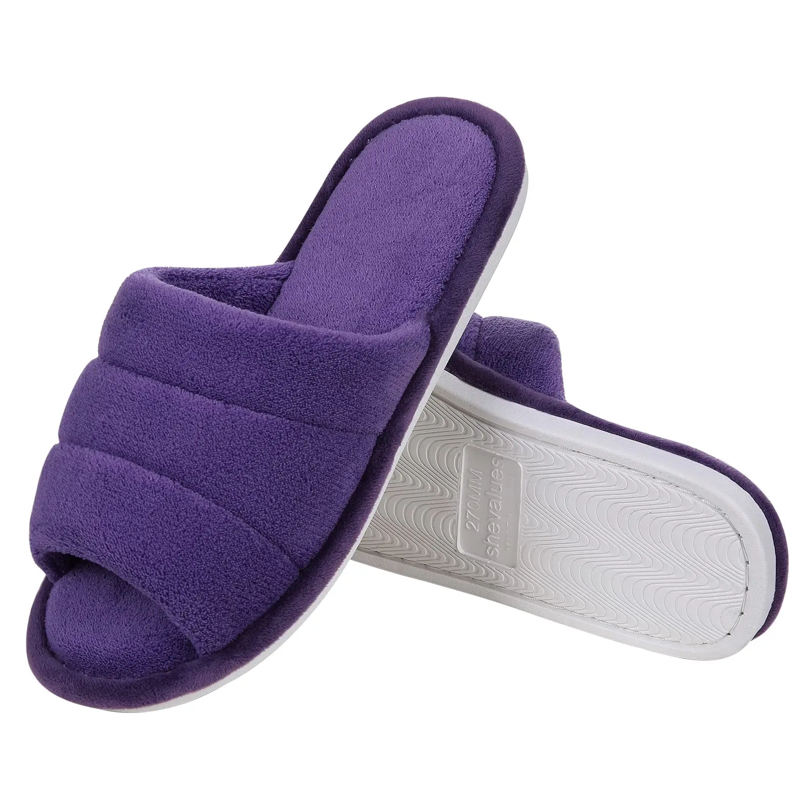 Comwarm Plush House Slippers For Women And Man Open Toe Cozy