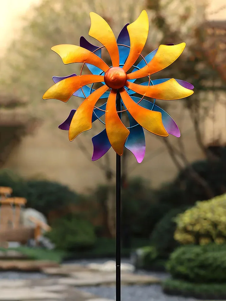 

Outdoor Garden Windmill Decoration Iron Art Wind Mill Exterior Yard Weather Vane Decor Gardening Pinwheel Ornaments Wind Spinner