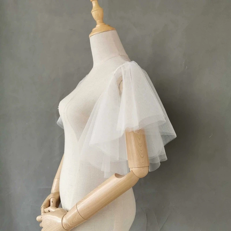 Bridal Sleeves Detachable Pleated for Women Wedding Dress Party Dress Accessories