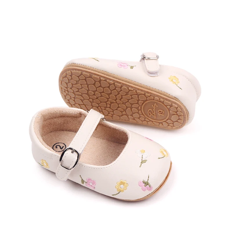 Baby Girl Princess Shoes High Quality Soft PU Embroidery Flower TPR Sole Anti-slip for Toddler Girl 0-12 Months 2023 New Fashion 6