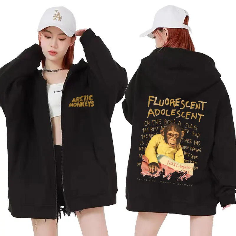 

Rock Band Arctic Monkeys Flourescent Adolescent Zipper Hoodies Men's Women Hip Hop Zip Up Sweatshirt Vintage Punk Hoodie Jackets