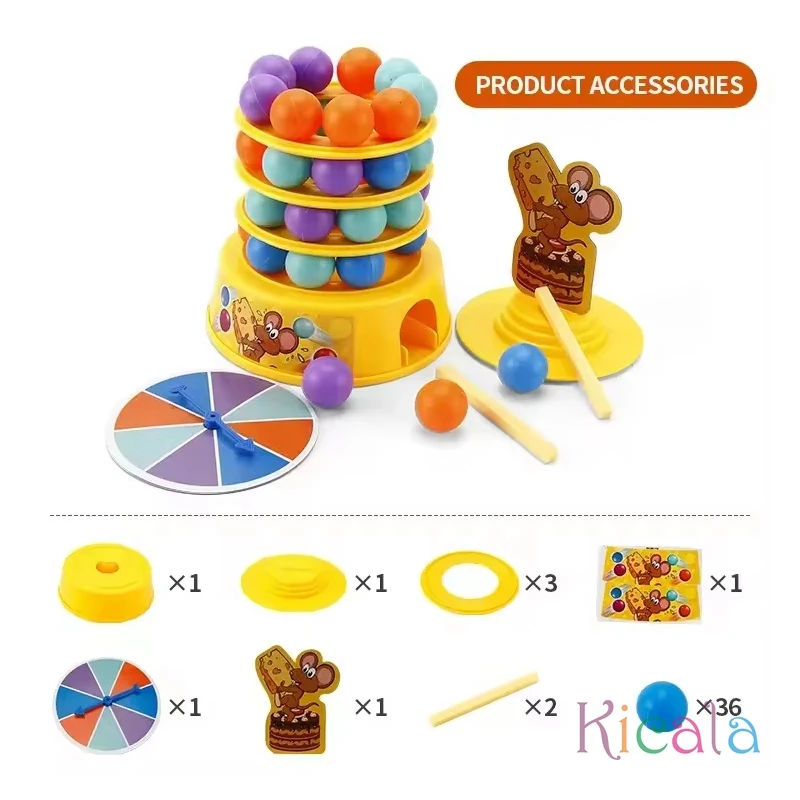 Balance Tower Game Stacking Game For Toddlers 4-8 Mouse Play Cheese Arch Tower Stacking Board Game Tilting Tower Toy Party Game 6
