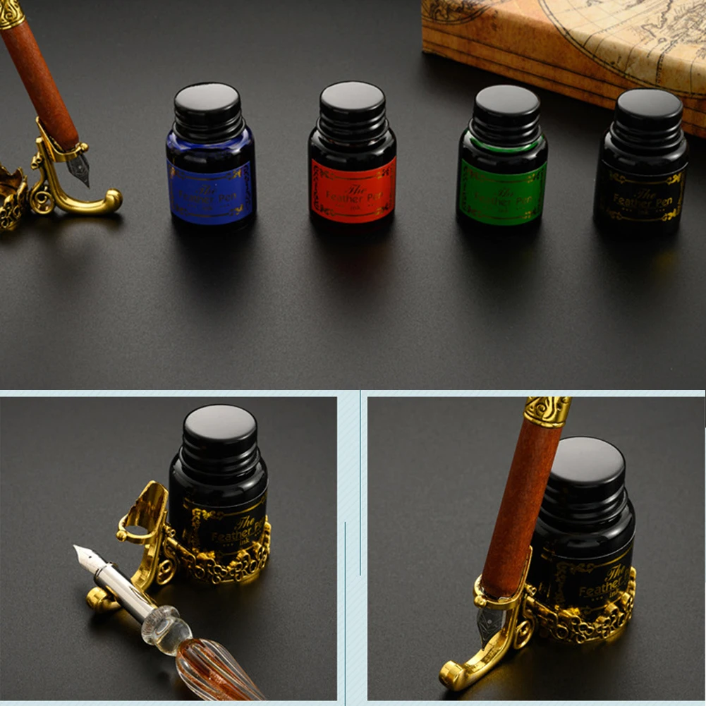 유럽식 딥펜 세트, 레트로 별빛 하늘 유리 캘리그라피 펜, 문구 선물, 학용품, 필기구