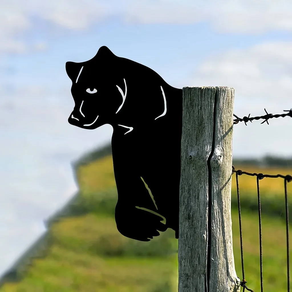 

1pc Bear Shape Iron Silhouette, Outdoor Garden Fence Decorations Wall Art Home Decoration for Garden Party Décor