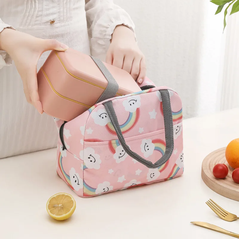 Cartoon Printed Lunch Bag For Women Isothermal Bag Packaged Food Thermal Bags Thermo Pouch Kids Lunch Bag Refrigerator Bag
