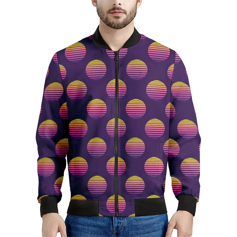 thumbnail image 1 of Chaqueta con cremallera con estampado de puesta de sol de Maldivas para hombre, chaqueta hawaiana de playa con estampado 3D de manga larga, chaqueta bomber informal holgada, abrigo de calle, 1 of 5