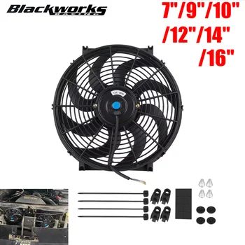 Universal 7/9/10/12/14/16 Inch 12V 80W 2100RPM Car Air Conditioning Cooling Fan Blade Cool Mounting Kit CF-1001 1