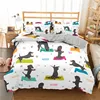 Cartoon Sausage Dog Pattern Down Bedcover Pillowcase 3D Cute Animal Bedding Set 2/3 Twin Queen Large Bedroom Cover 1