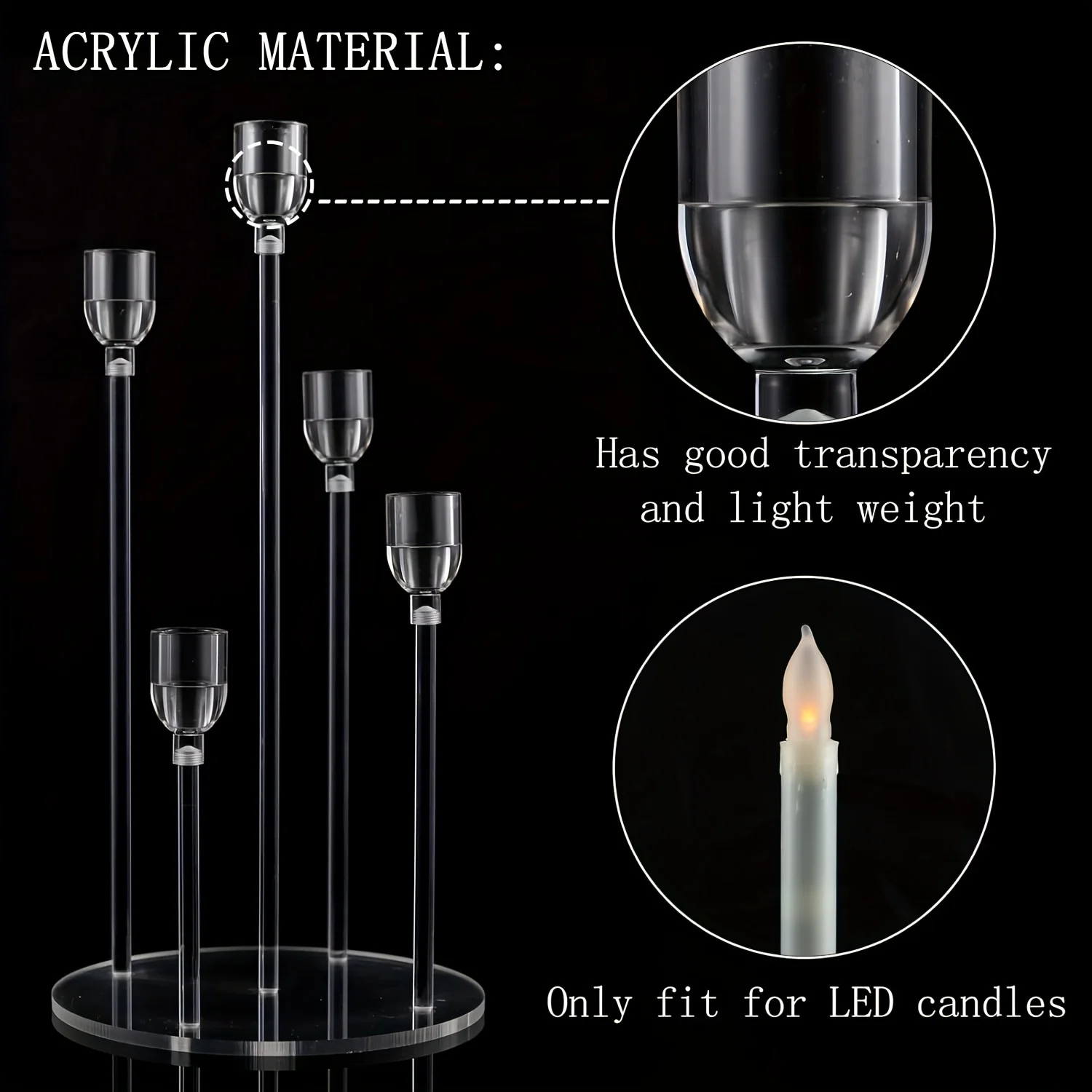 Acrylic Five-head Candlestick Home Decoration Wedding Decoration candle holders