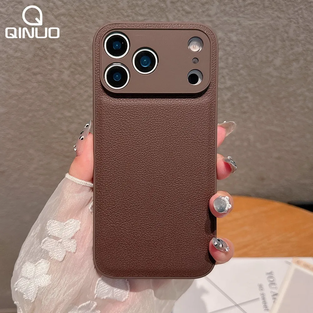 Luxury Retro Litchi Leather Texture Shockproof Matte Phone Case