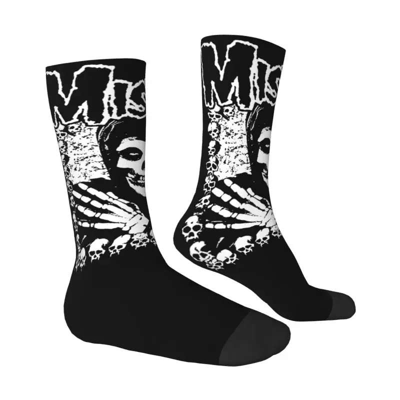 Cute Printing Misfits Skull Punk Rock Socks for Women Men Stretchy Summer Autumn Winter Horror Crew Socks