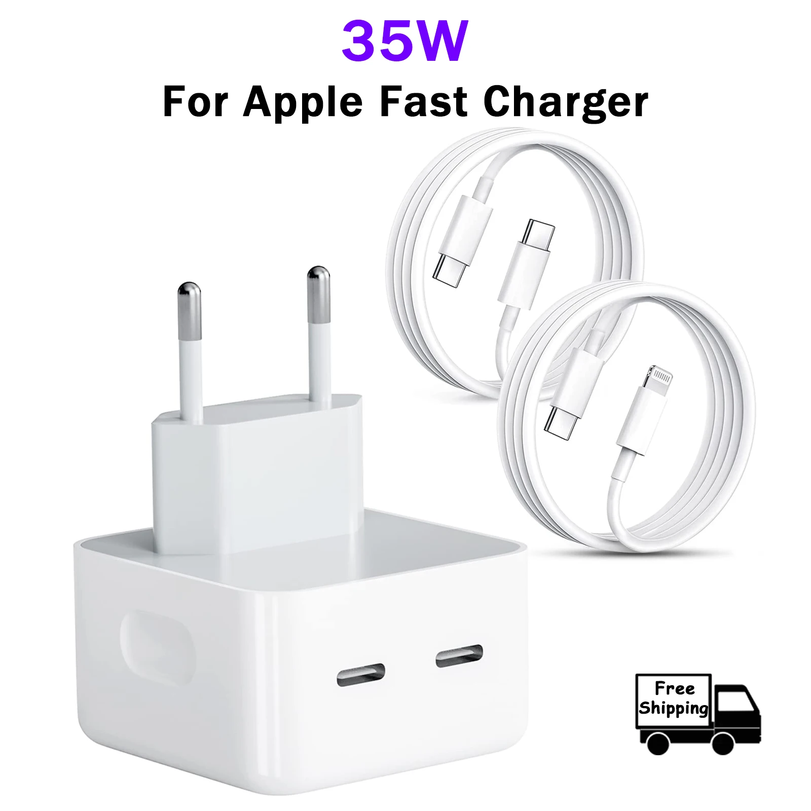 

For Apple PD 35W Fast Charger For iPhone 13 14 12 11 15 Pro Max Plus Mini X XS USB C To Type C Lightning Charging Cable For iPad