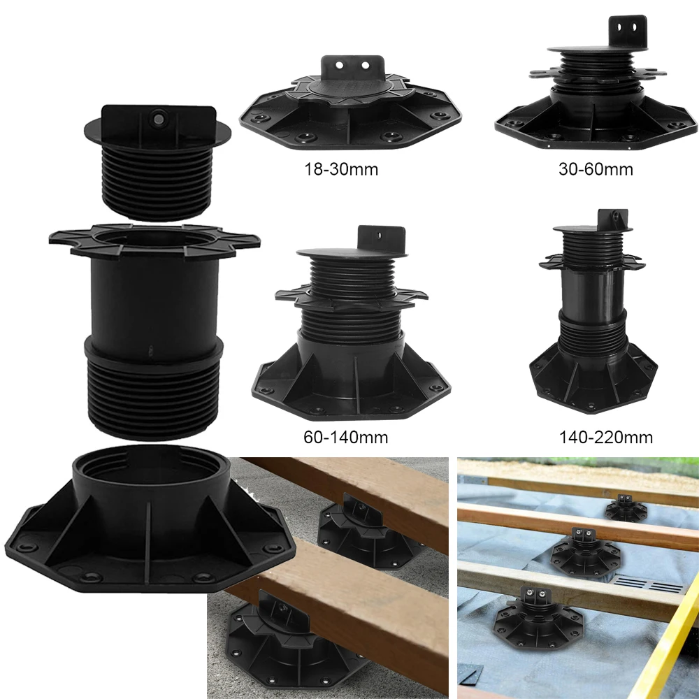 18-220mm Height-adjustable Floor Balance Support Pedestal Bearing Decking Boards Slab Bearing Terrace Weatherproof Tools