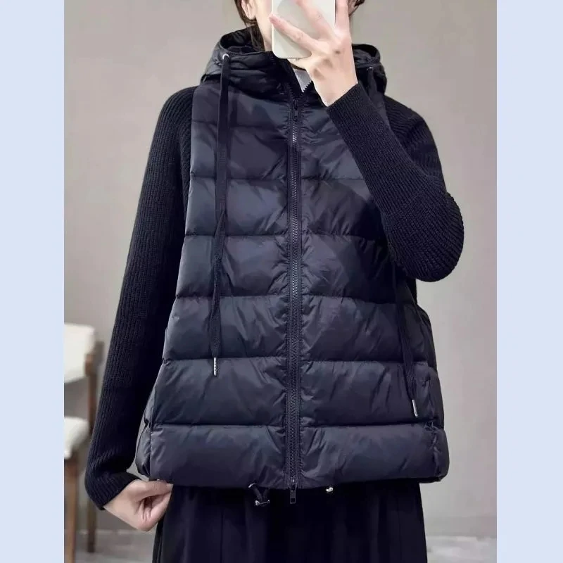 Autumn Winter Solid Color Hooded Cotton Coat 2025 New Casual Warm Knitting Cardigan Cotton Jacket Korean Fashion Women Outwear