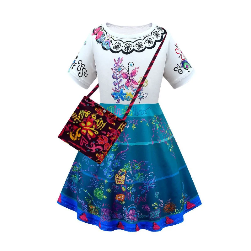 Childrens clothing Encanto Madrigal Cosplay Girl Dress bag Fancy Dresses for Carnival Halloween Princess Mirabel Costume |