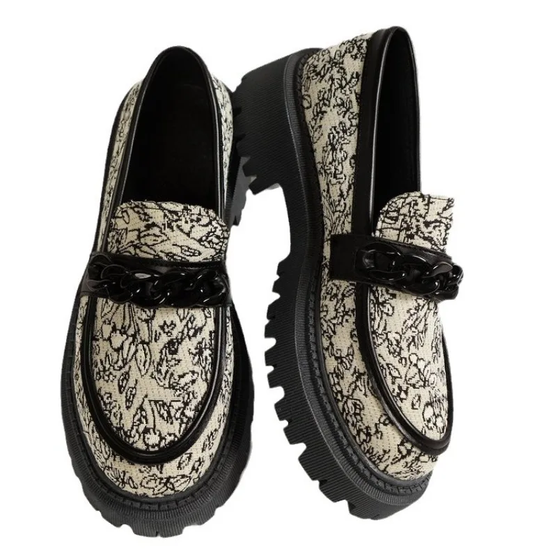 Fujin Denim Print Cloth Synthetic Leather Platform Wedge Chunky Sneaker Comfy High Brand Spring Fashion Autumn Casual Shoes 5