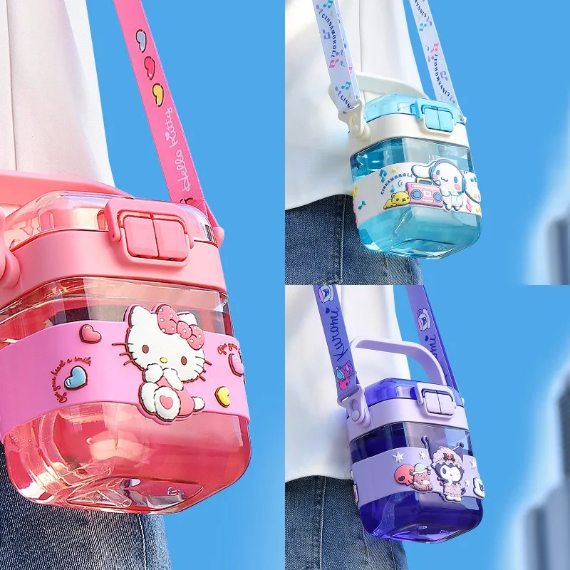 

600 мл Hello Kitty Sanrio бутылка для воды аниме Kawaii Kuromi Cinnamoroll летний чайник чашка для детей студентов портативная двойная фотография