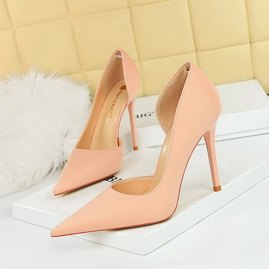 

BIGTREE Shoes 2023 New Women Pumps Pointed High Heels Stilettos 10.5 Cm Silks Satins Ladies Heels Sexy Party Shoes Wedding Shoes