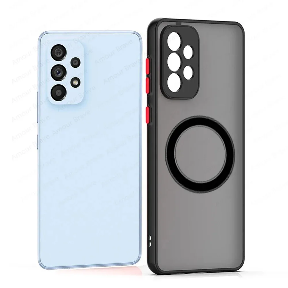 Armor Magnetic Case for Samsung Galaxy A53 A56 A54 A55 A52 A52S A35 A34 A33 A32 A14 A12 A13 A71 5G Wireless Charge Matte  Cover