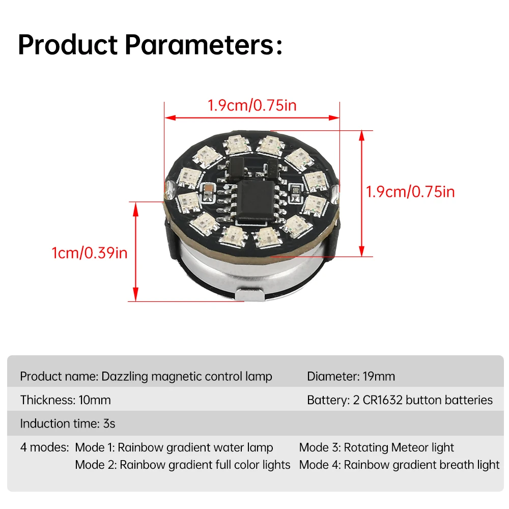LED Light Magnetic Control Lamp Wireless LED Light Switch Colorful Breathe/gradient/rotate/flowing Lights W Battery Robots Sandtable Model